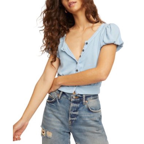 We the Free Molly T-Shirt - Cropped Puff Sleeves - Picture 4 of 8